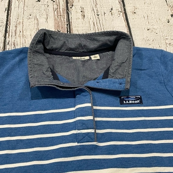 LL Bean Blue and White Nautical Look Pullover Long Sleeve Shirt - Picture 3 of 6